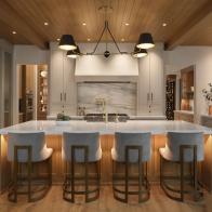 Four Barstools at Kitchen Island With Undercounter Lighting